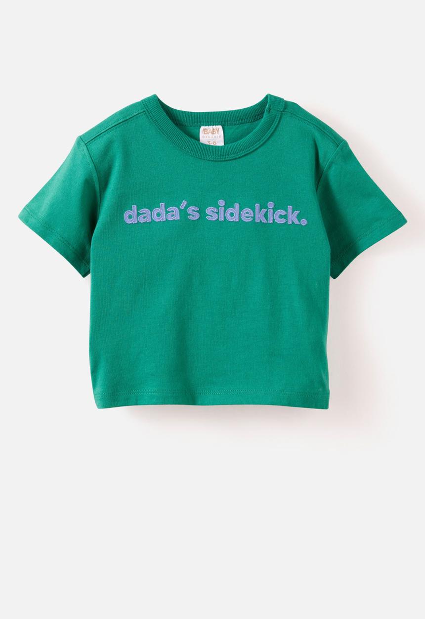 Cotton On - Baby Essential Short Sleeve Graphic Tee - English Ivy/Dada S Sidekick