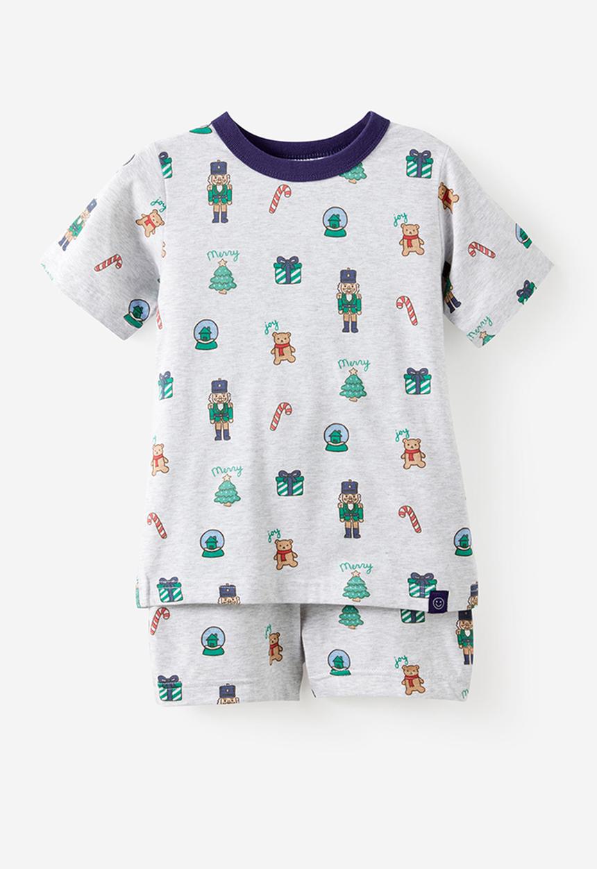 Cotton On - Dreamdrift Short Sleeve Pj Set - Grey Marle/Merry Glow