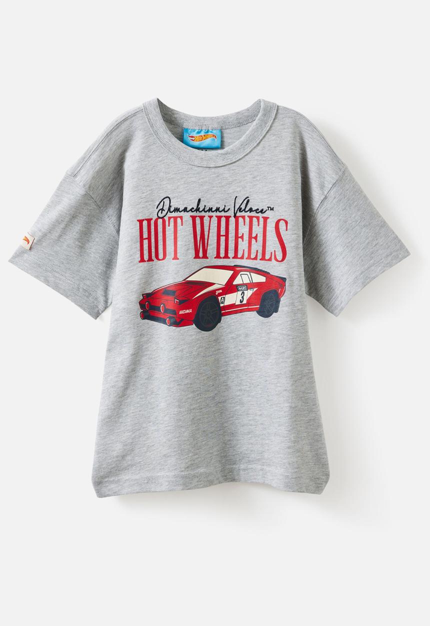 Cotton On - Licensed Drop Shoulder Short Sleeve Tee - Lcn Mat Grey Marle/Hotwheels Dimachinni Veloc