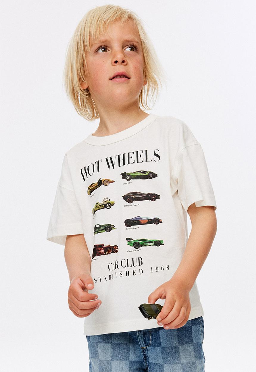 Cotton On - Licensed Drop Shoulder Short Sleeve Tee - Lcn Mat Vanilla/ Hot Wheels Car Club
