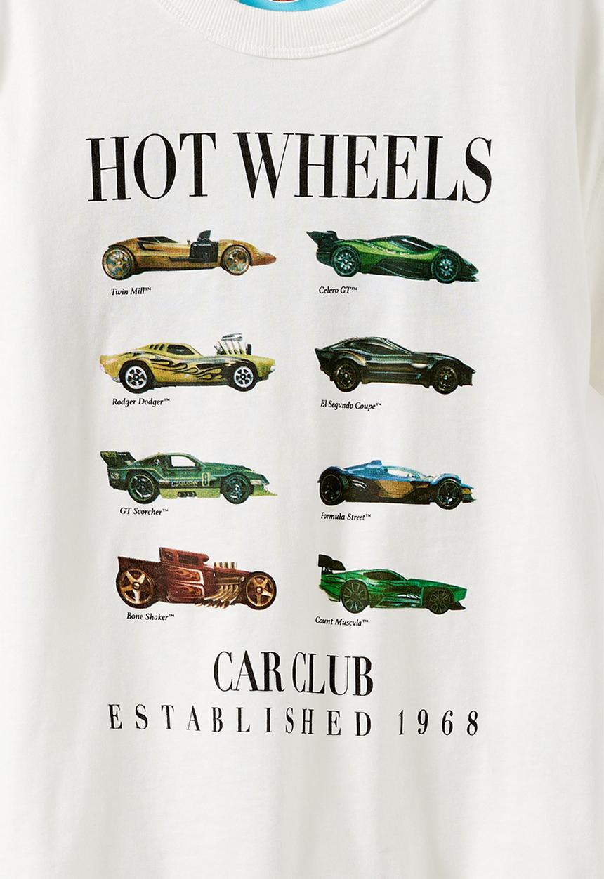 Cotton On - Licensed Drop Shoulder Short Sleeve Tee - Lcn Mat Vanilla/ Hot Wheels Car Club