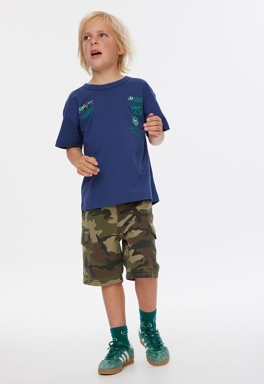 Cotton On - Licensed Drop Shoulder Short Sleeve Tee - Lcn Mat Navy Denim/ Hot Wheels Auto Club