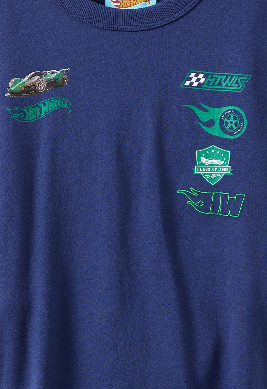 Cotton On - Licensed Drop Shoulder Short Sleeve Tee - Lcn Mat Navy Denim/ Hot Wheels Auto Club