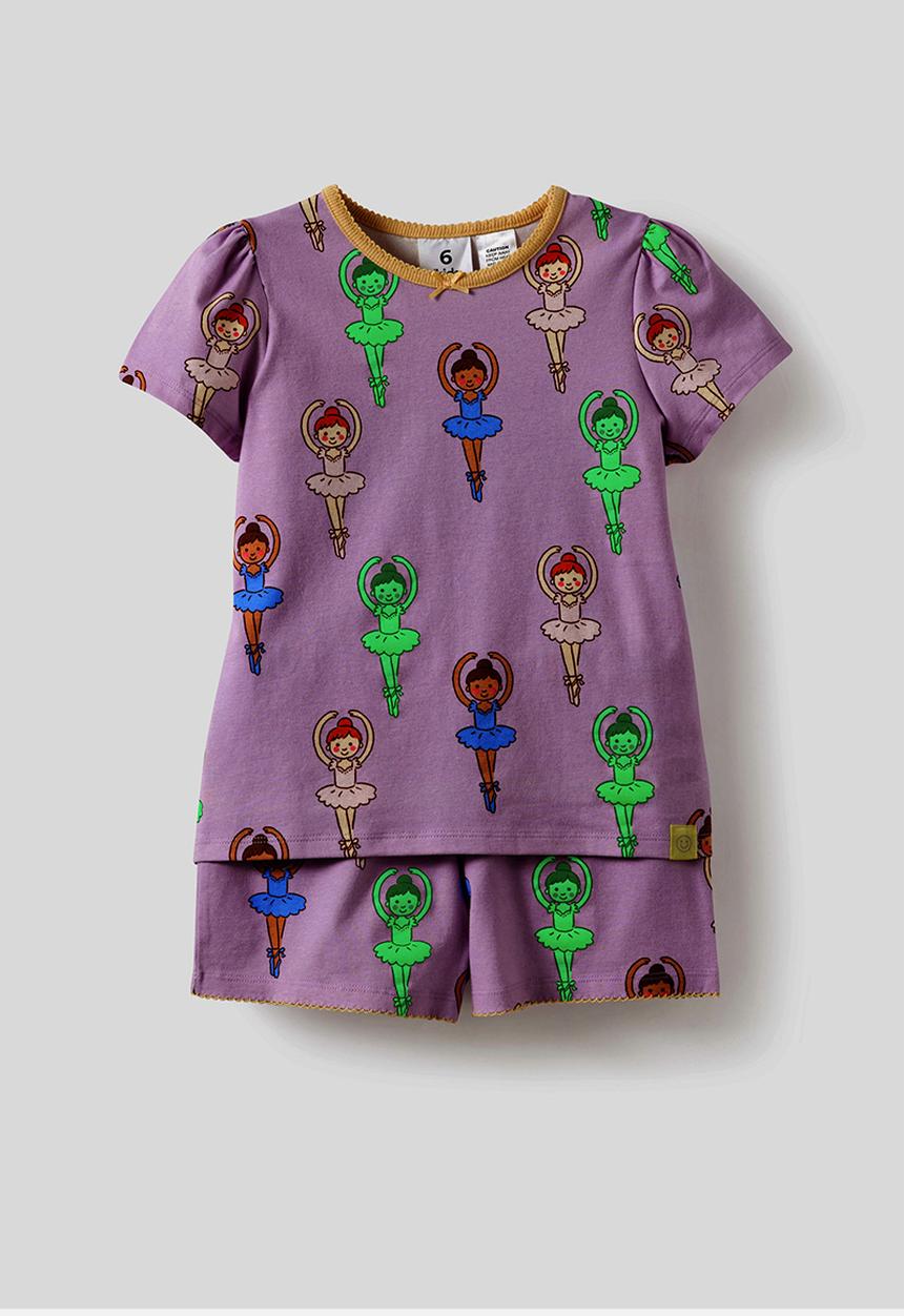 Cotton On - Dreamdrift Puff Sleeve Short Sleeve Pj Set - Vintage Lilac Ballarina Glow