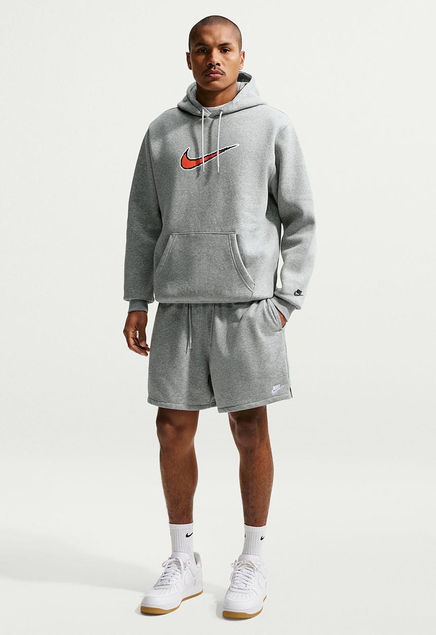 Nike - Nsw Club Frech Terry Flow Shorts - Dk Grey Heather/Lt Smoke Grey/White