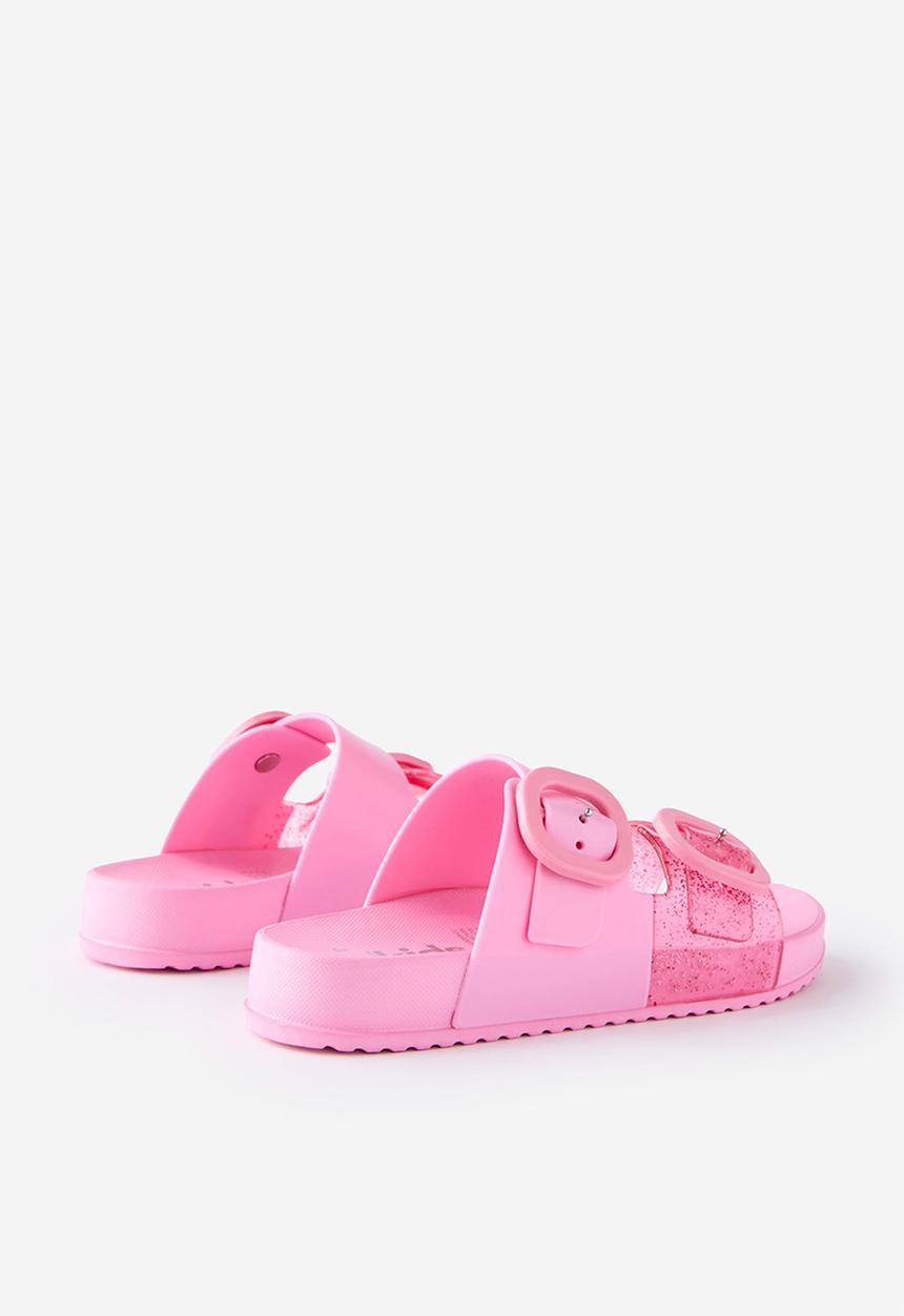 Cotton On - Kids Double Buckle Jelly Slide - Strawberry Milk/Sparkles
