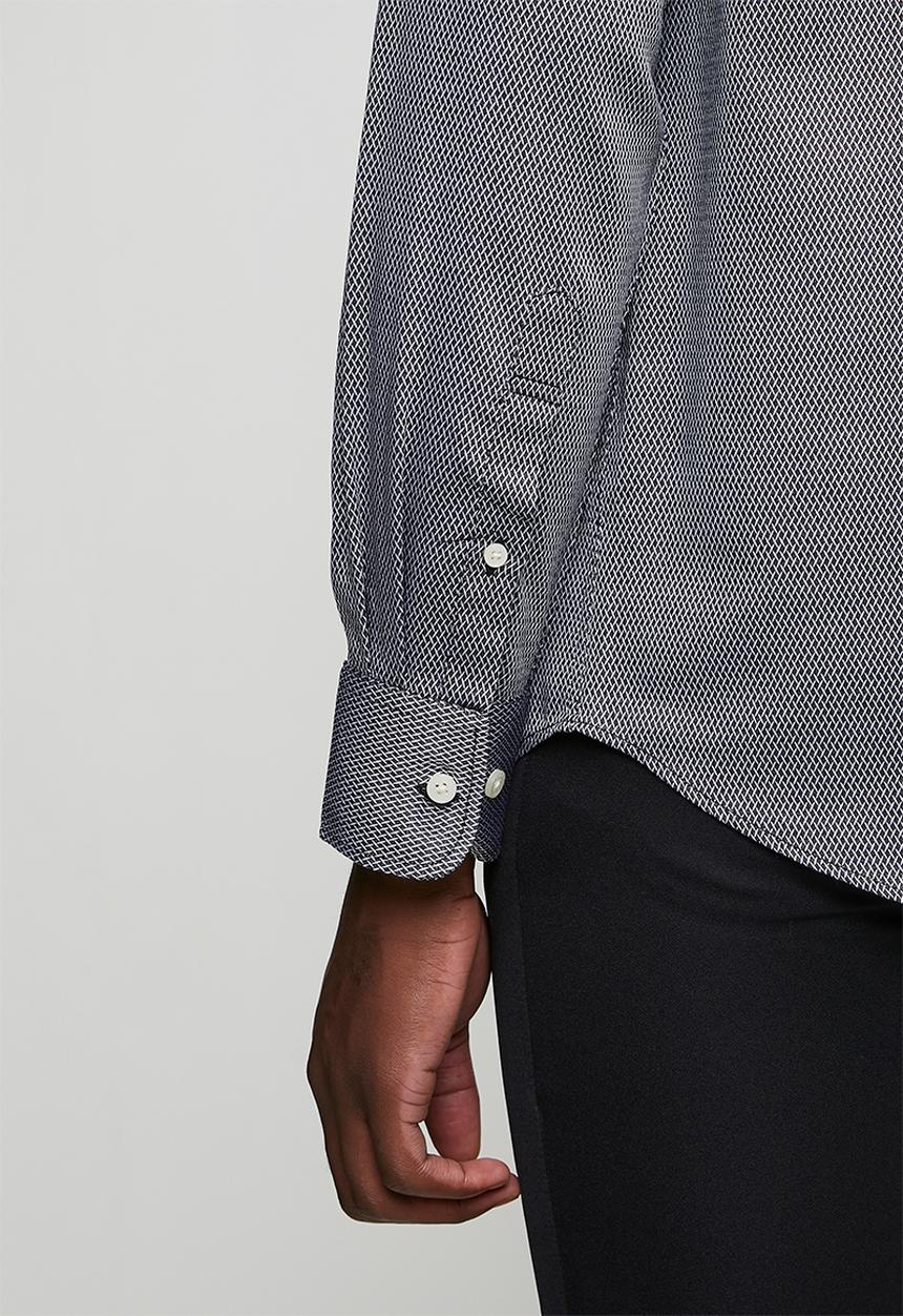 POLO - MENS LS GEO PRINT SHIRT - Black