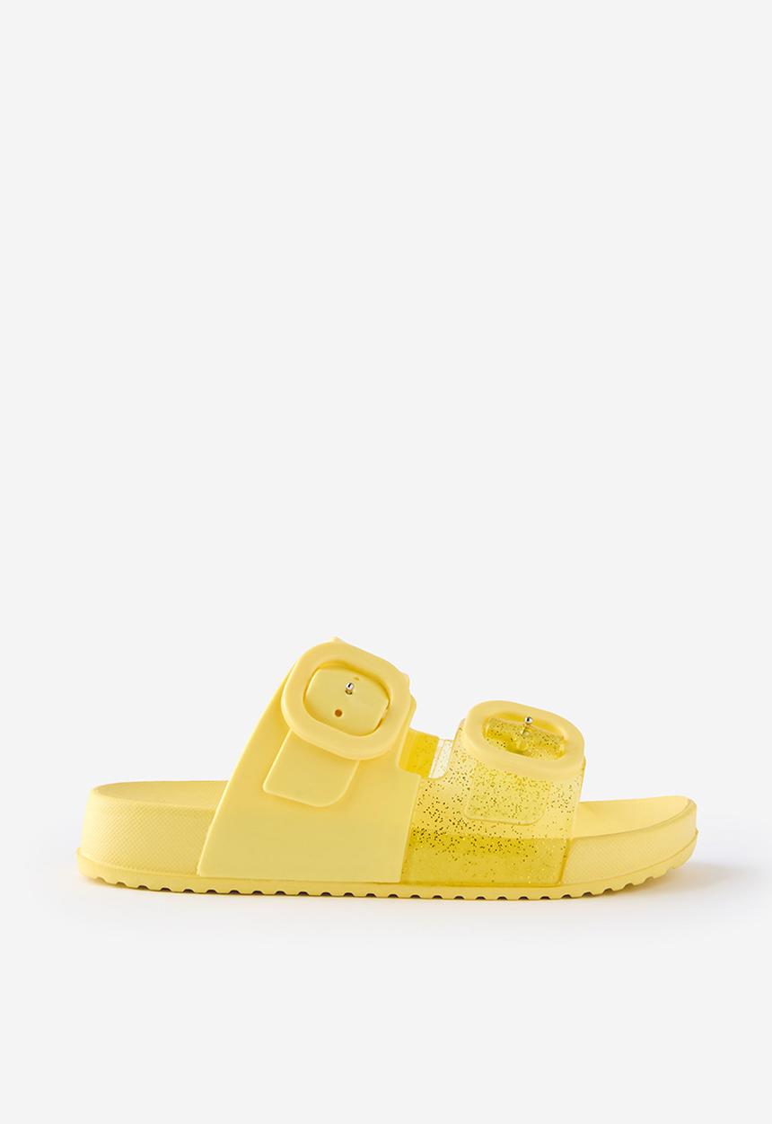 Cotton On - Kids Double Buckle Jelly Slide - Goldy/Sparkles