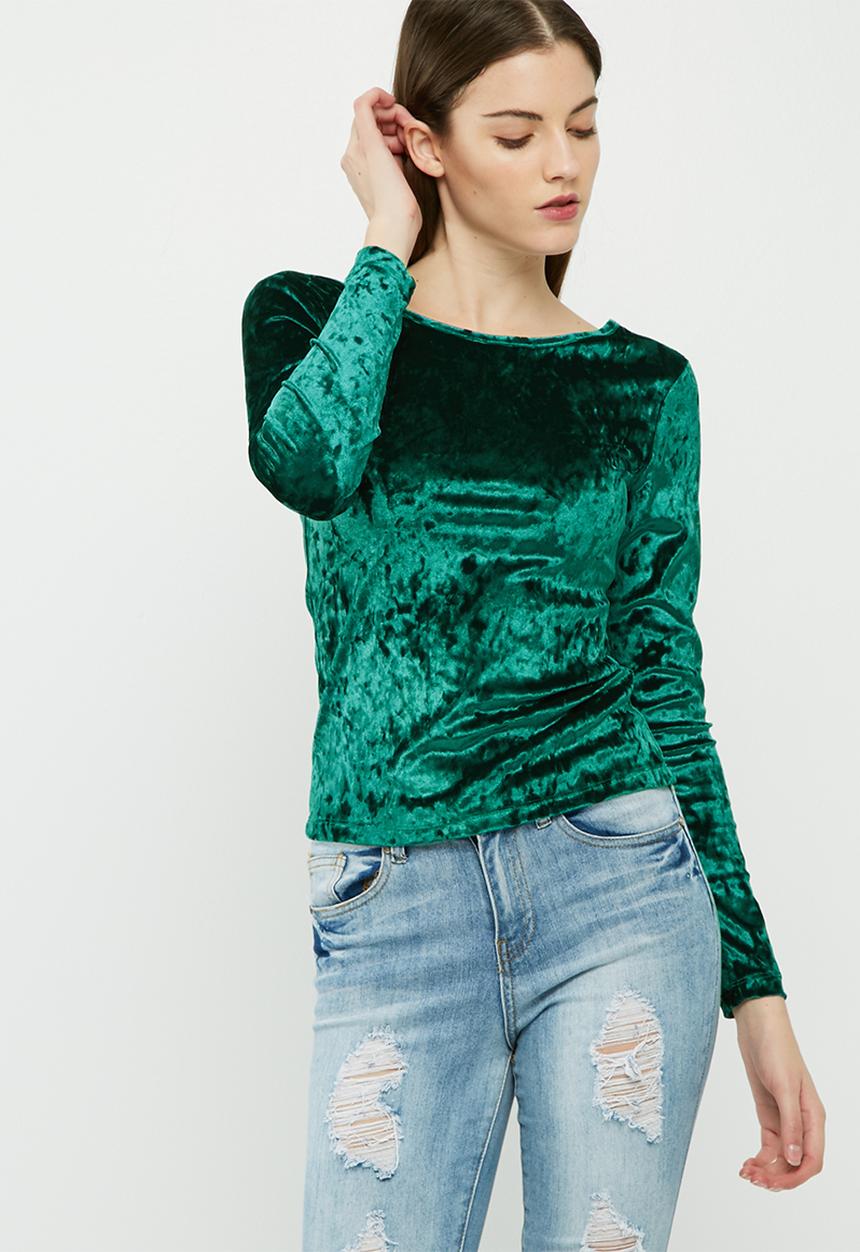 dailyfriday - Velvet round neck top
