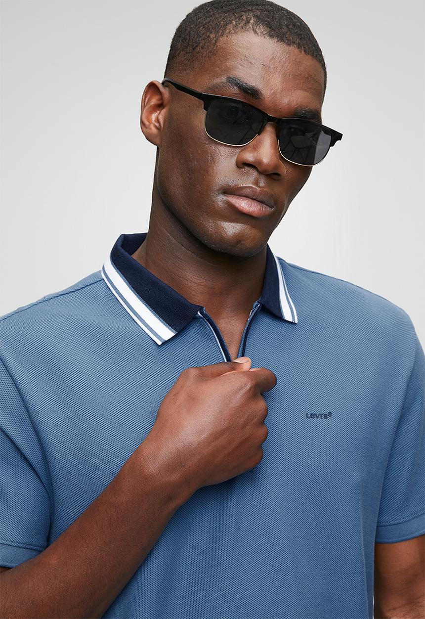 Levi’s® - Honeycomb zip polo - blue
