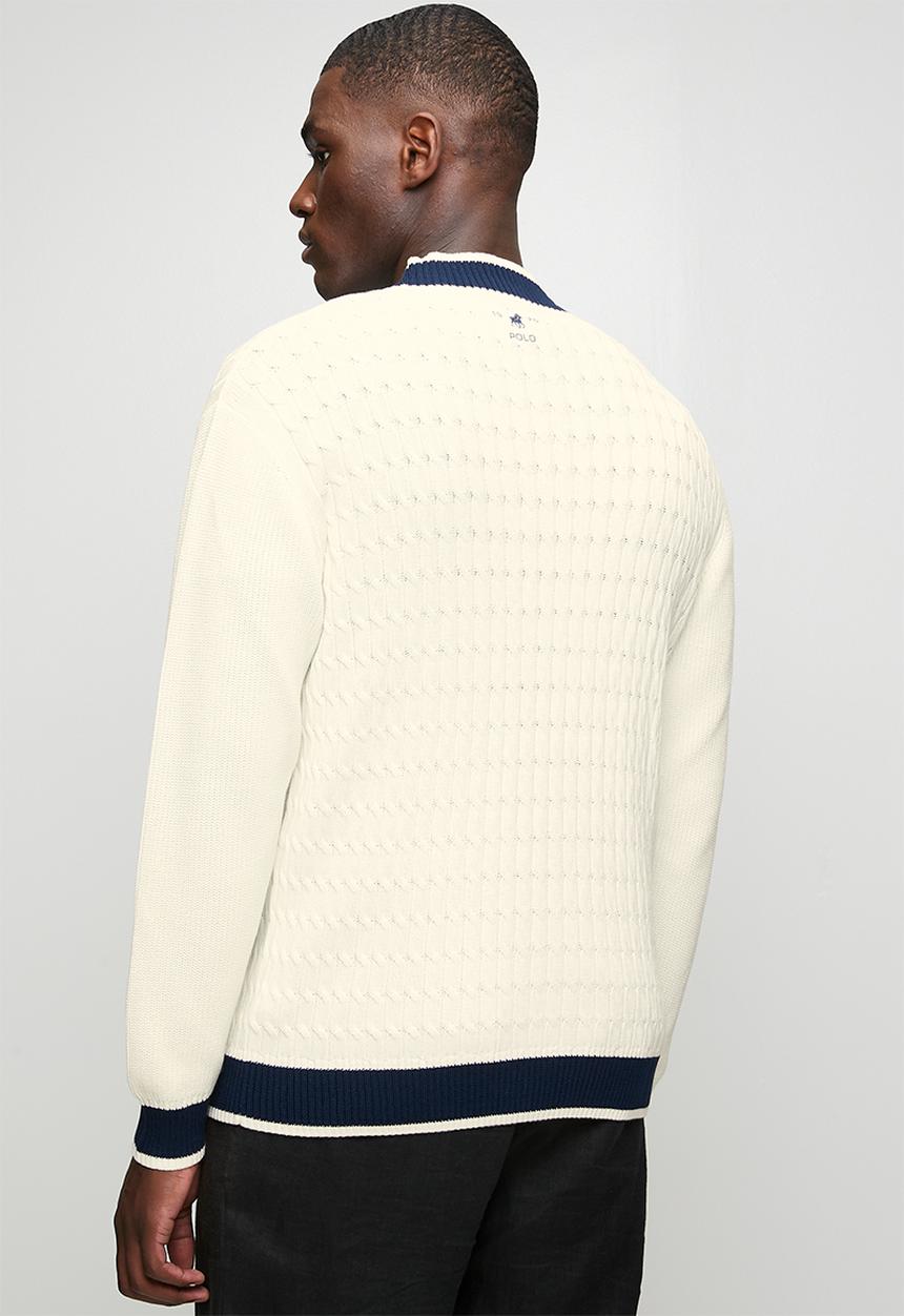 POLO - Sport Cable Knit Cardigan - White