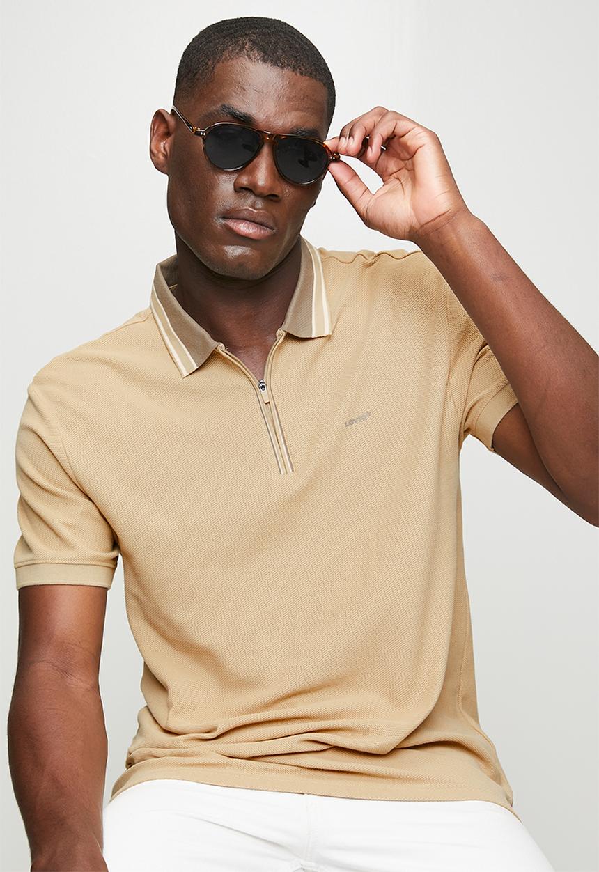 Levi’s® - Honeycomb zip polo - khaki / beige