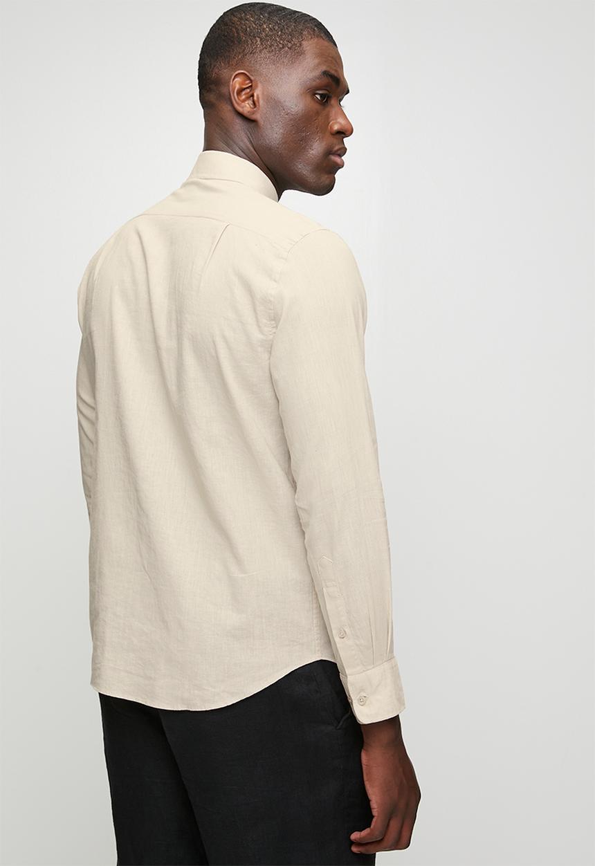POLO - Plain Linen Blend Shirt - Beige