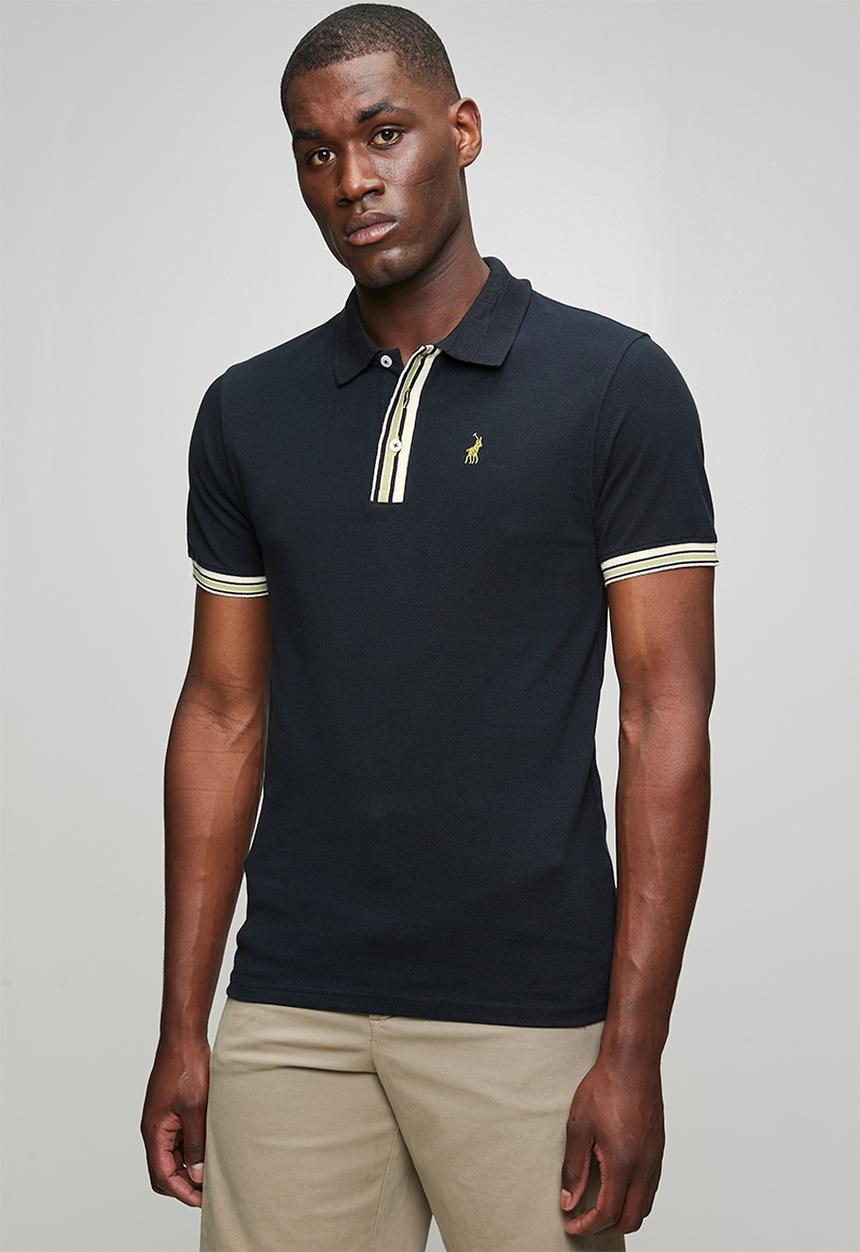 POLO - Contrast Placket Golfer - Navy