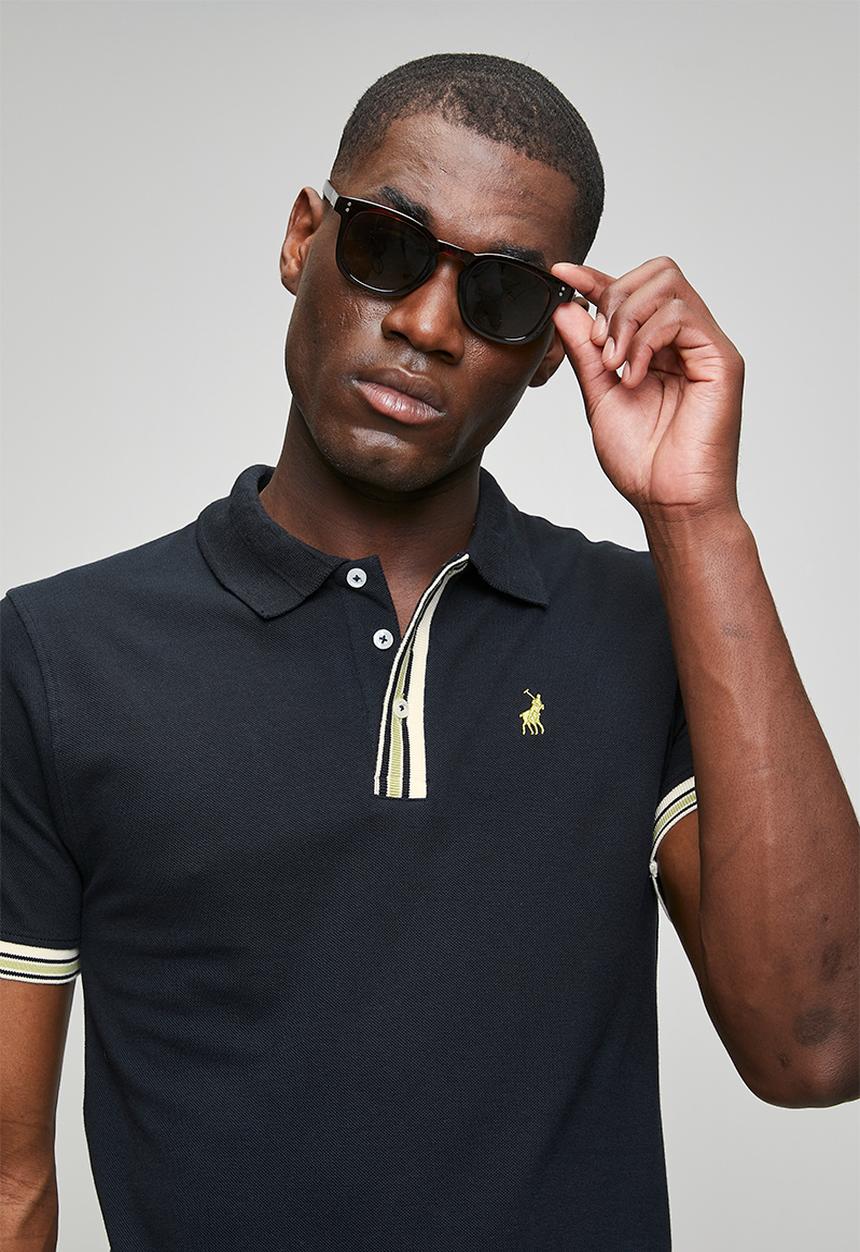 POLO - Contrast Placket Golfer - Navy