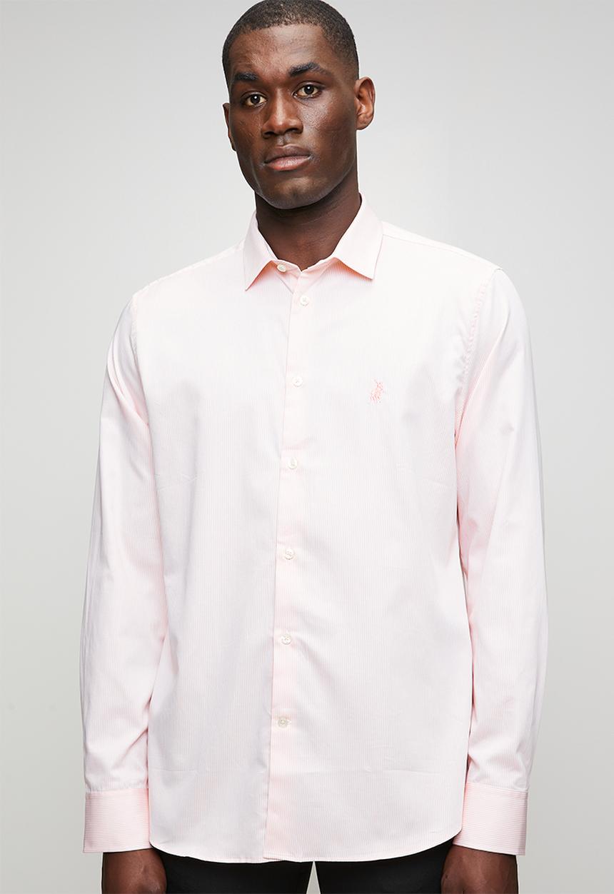 POLO - MENS LS YD STRIPE  SHIRT - Pink