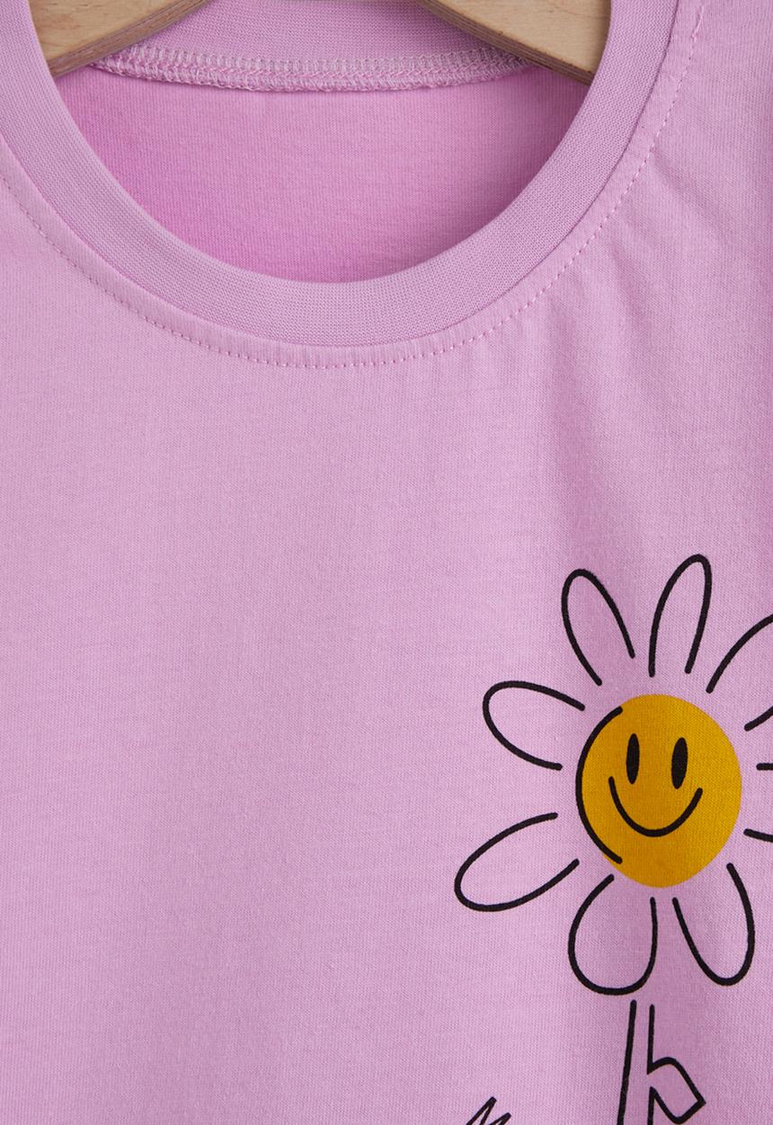 Pop Candy - Daisy placement tee with shorts - light purple/green