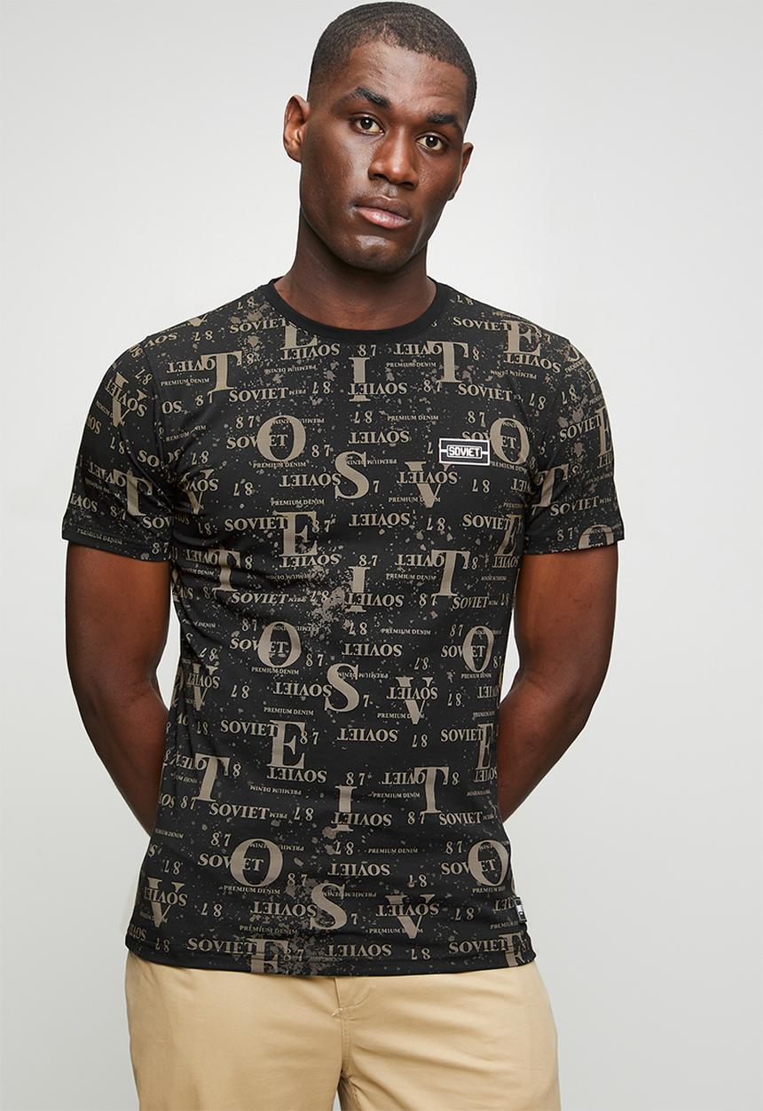 SOVIET - Rotary Print Fashion Tee - Black