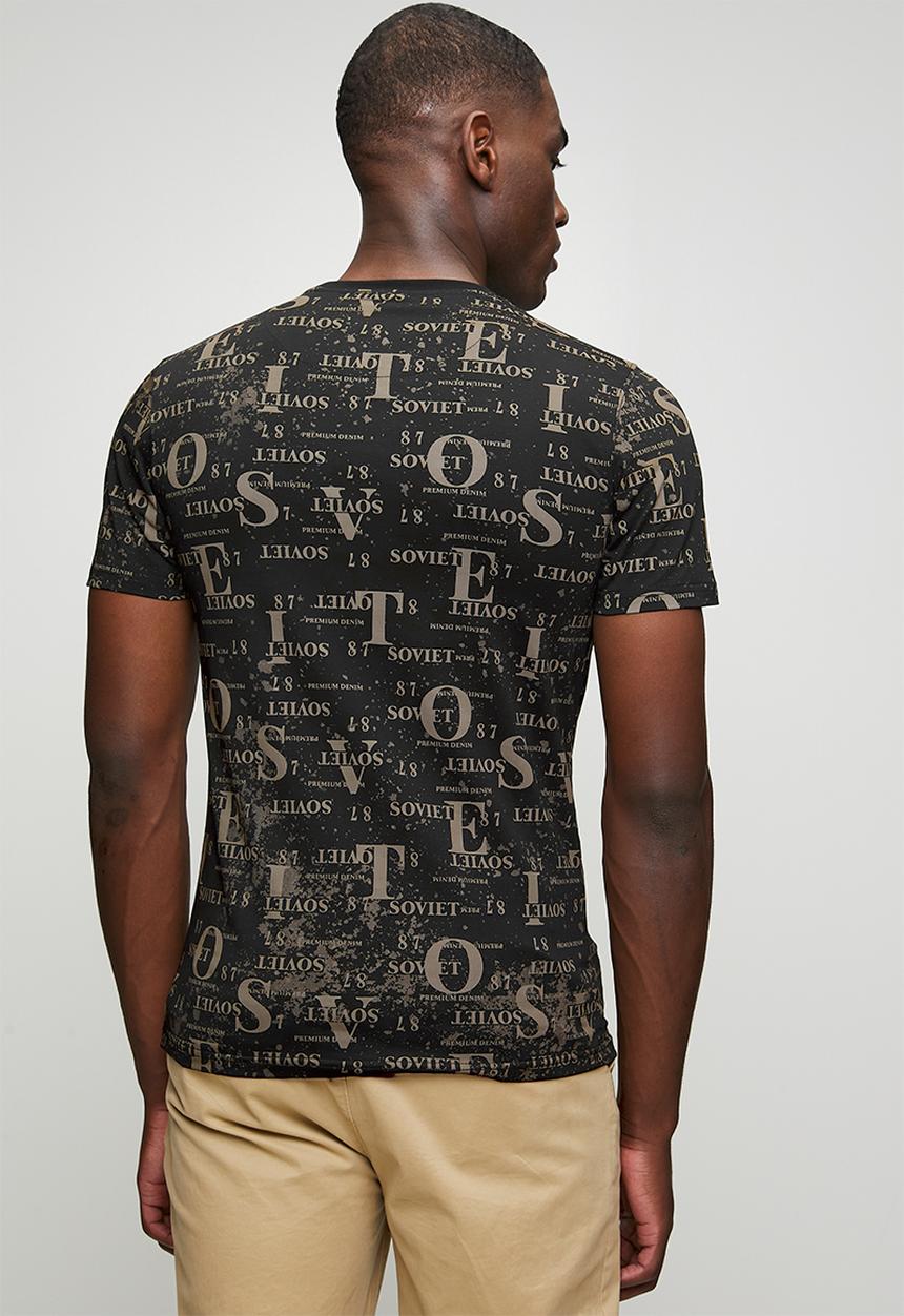 SOVIET - Rotary Print Fashion Tee - Black