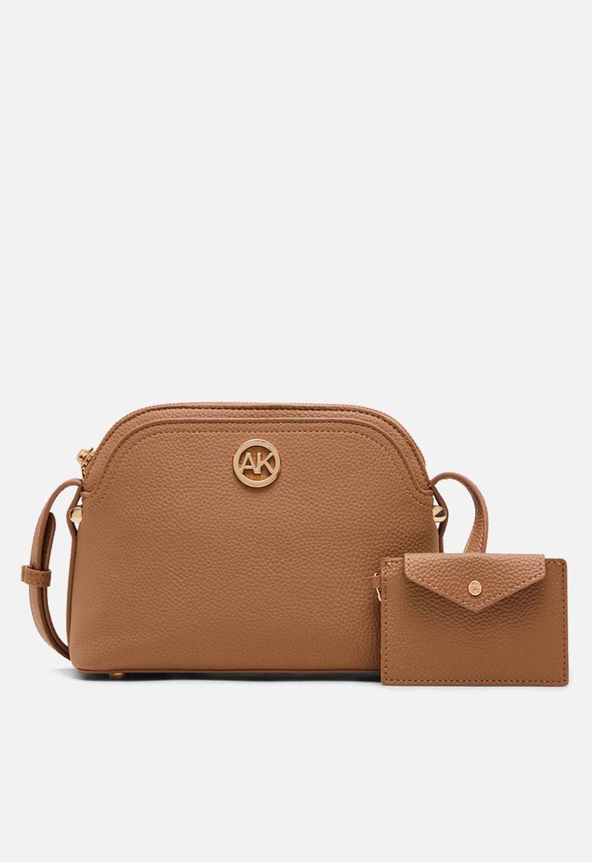 Anne Klein - Dome Crossbody with Detachable Card Case - Mocha