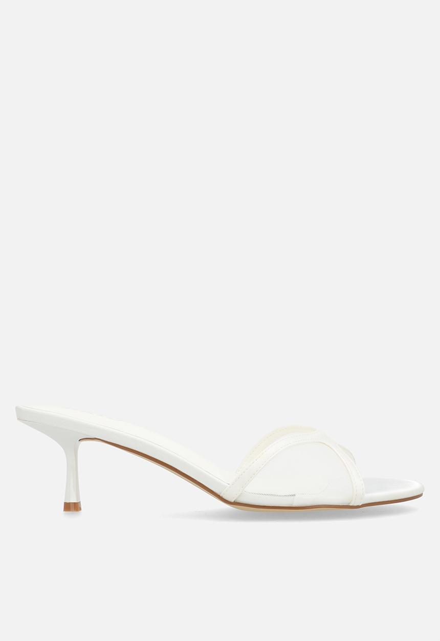 Raid London - Tiera stiletto heel mule - white satin & mesh