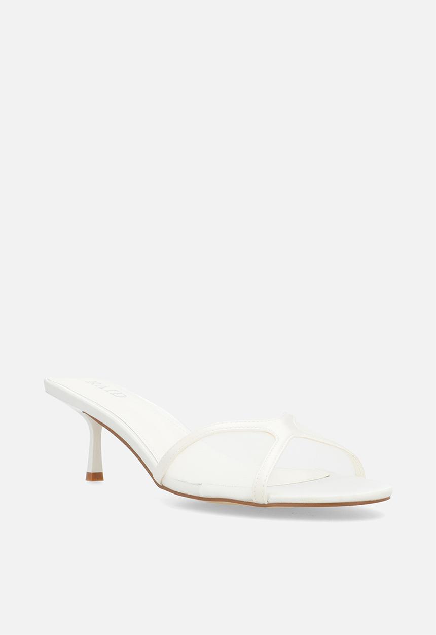 Raid London - Tiera stiletto heel mule - white satin & mesh