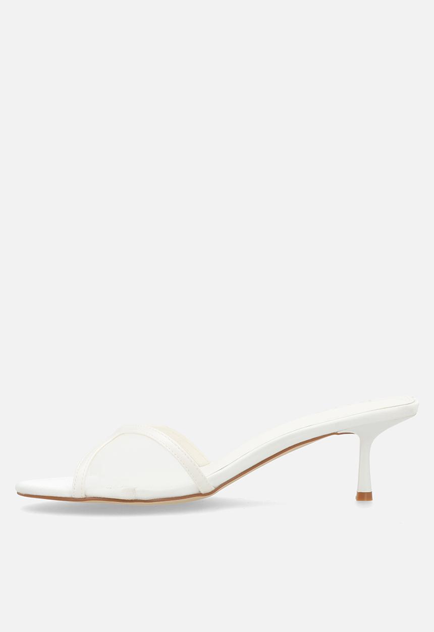 Raid London - Tiera stiletto heel mule - white satin & mesh