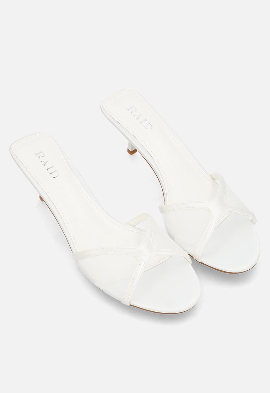 Raid London - Tiera stiletto heel mule - white satin & mesh