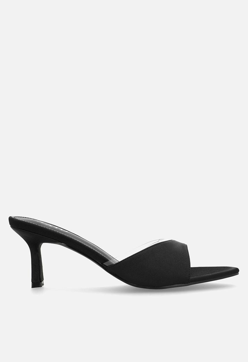 Raid London - Laira stiletto heel mule - black satin
