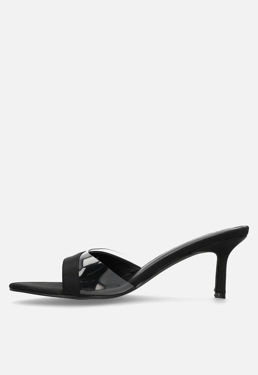 Raid London - Laira stiletto heel mule - black satin