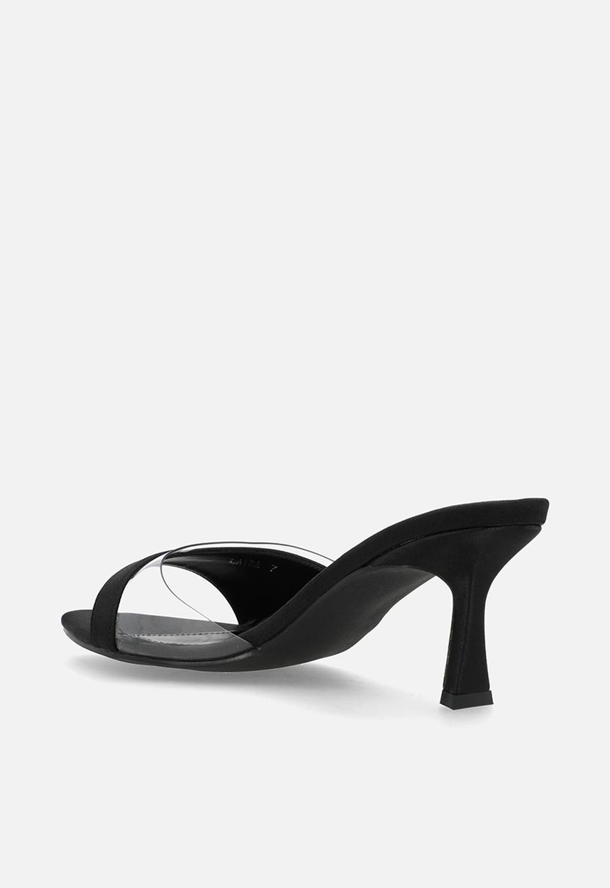 Raid London - Laira stiletto heel mule - black satin