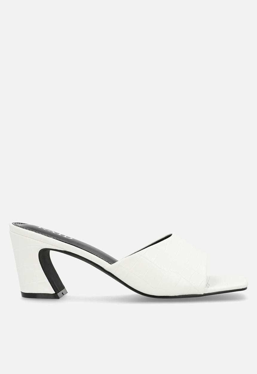 Raid London - Saanvi block heel mule - white croc