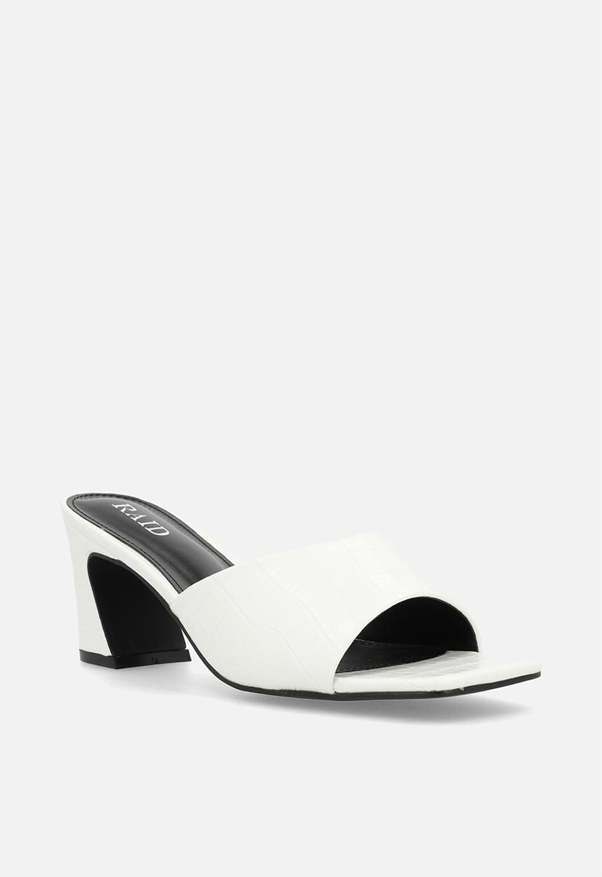 Raid London - Saanvi block heel mule - white croc