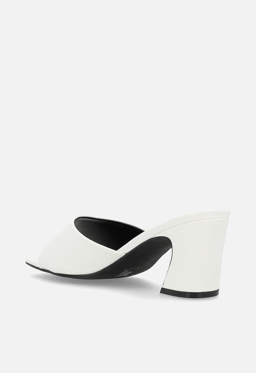 Raid London - Saanvi block heel mule - white croc
