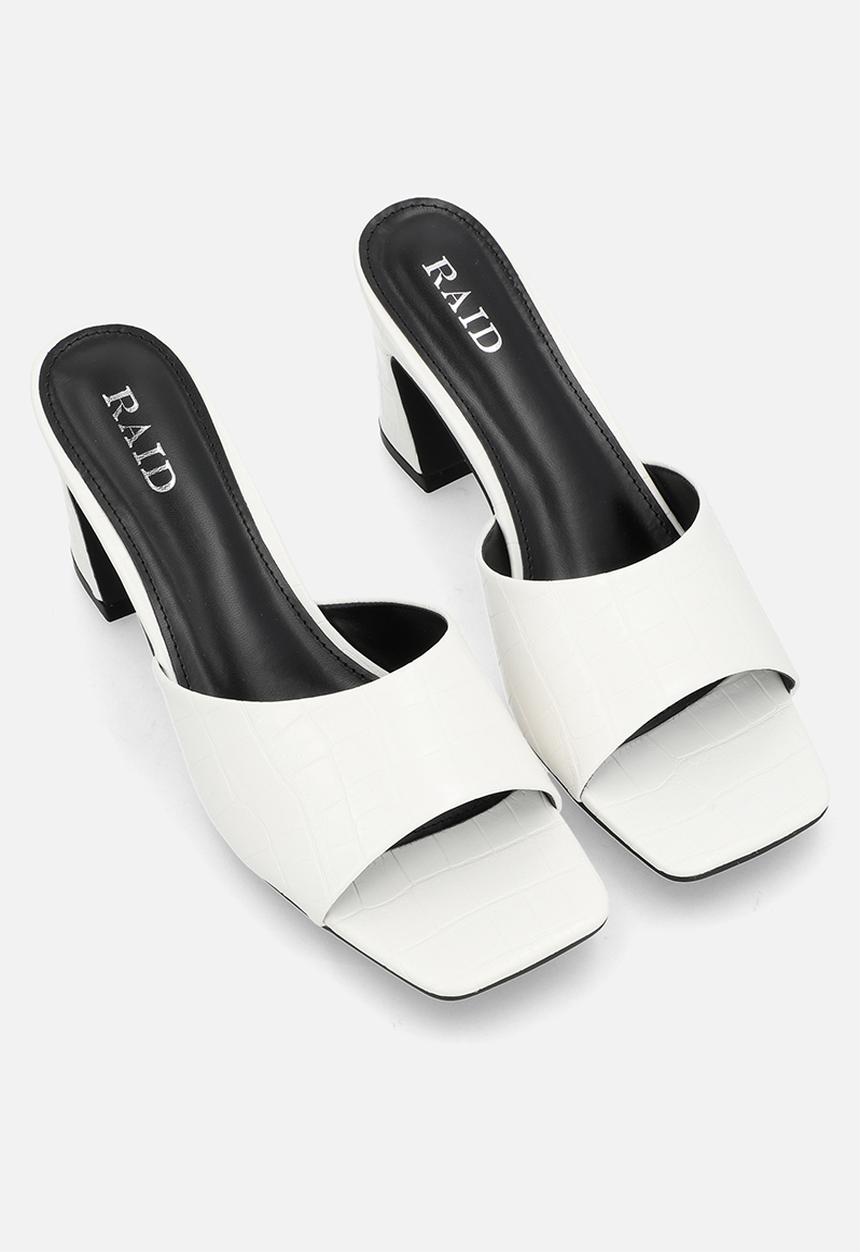 Raid London - Saanvi block heel mule - white croc