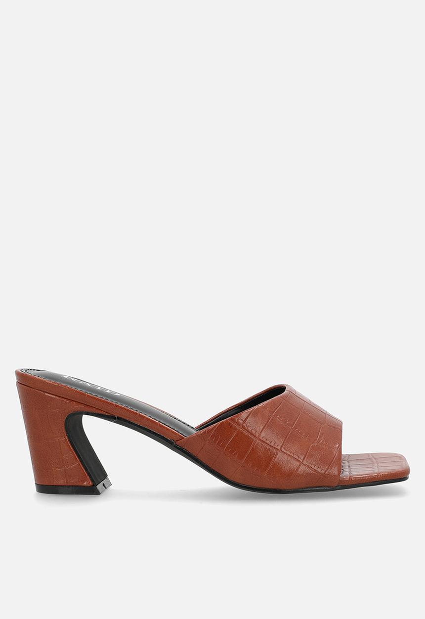 Raid London - Saanvi block heel mule - tan croc