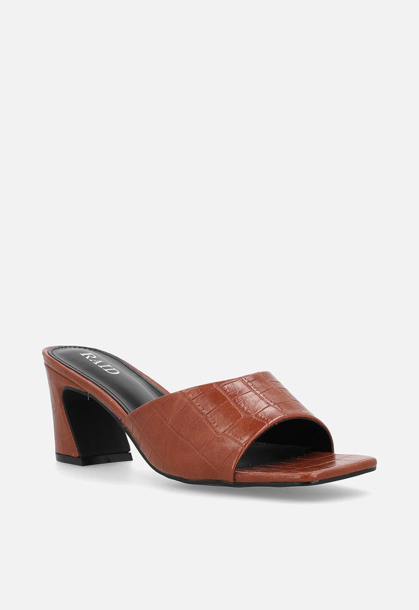 Raid London - Saanvi block heel mule - tan croc
