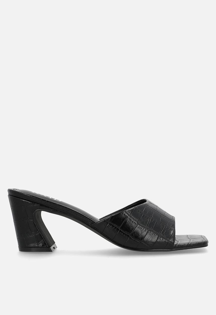 Raid London - Saanvi block heel mule - black croc
