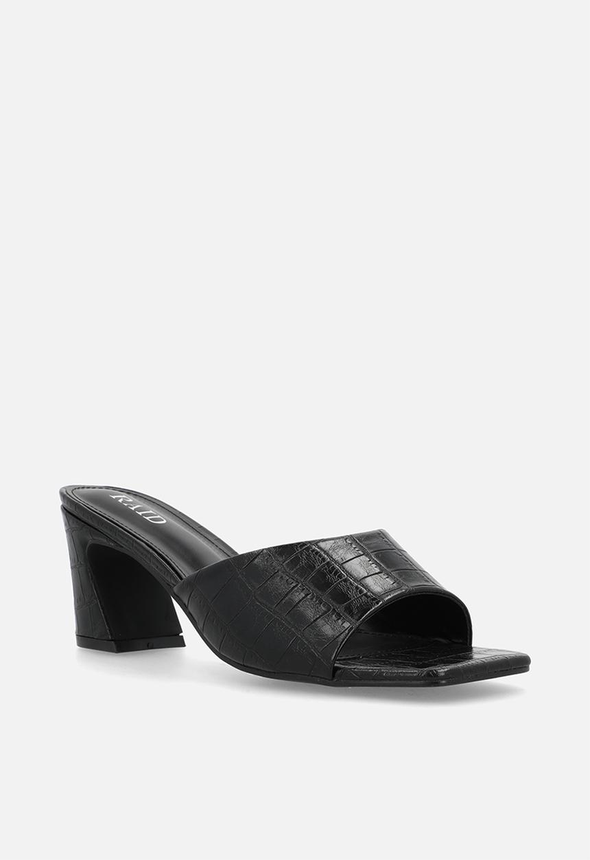 Raid London - Saanvi block heel mule - black croc