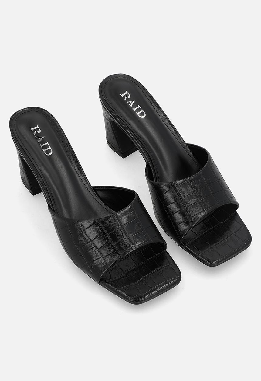 Raid London - Saanvi block heel mule - black croc