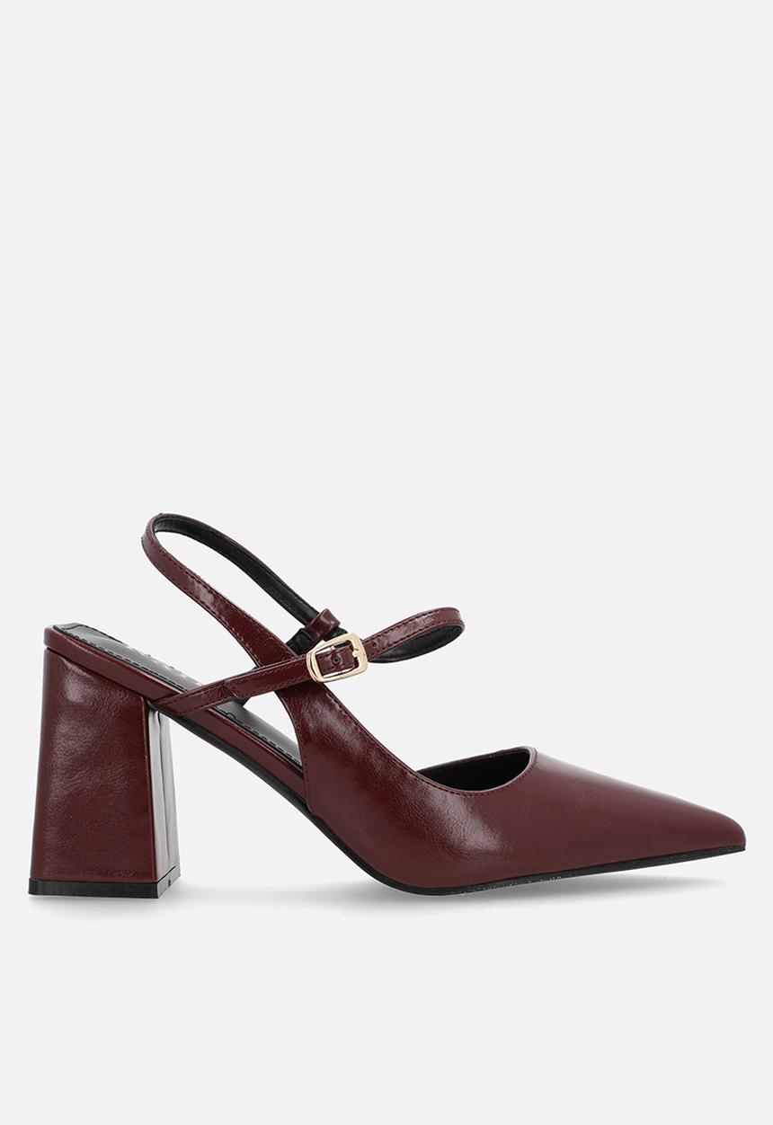 Raid London - Merrill block heel slingback - burgundy