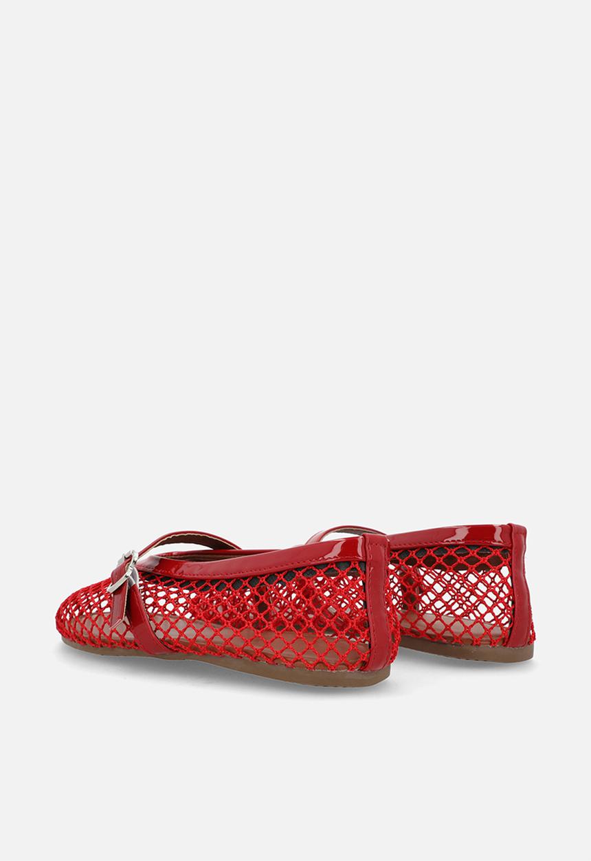 Pop Candy - Fishnet mesh ballet flats - red