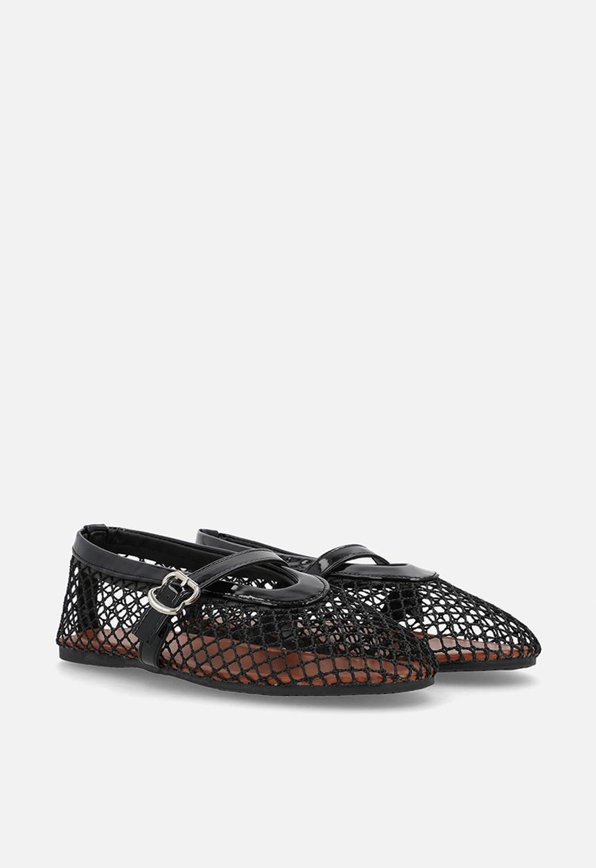 Pop Candy - Fishnet mesh ballet flats - black