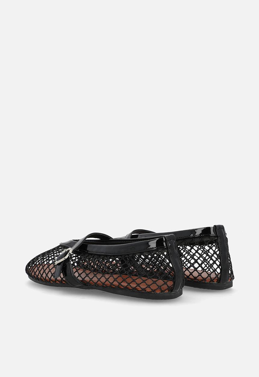 Pop Candy - Fishnet mesh ballet flats - black