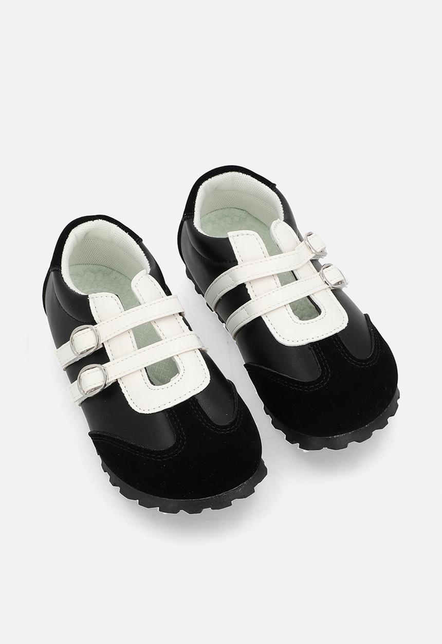 Pop Candy - Double strap sporty pumps - black/white