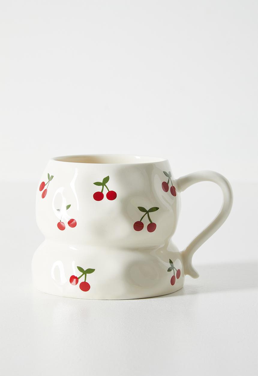 Pop Candy - Cherry aop rustic mug - cream/red