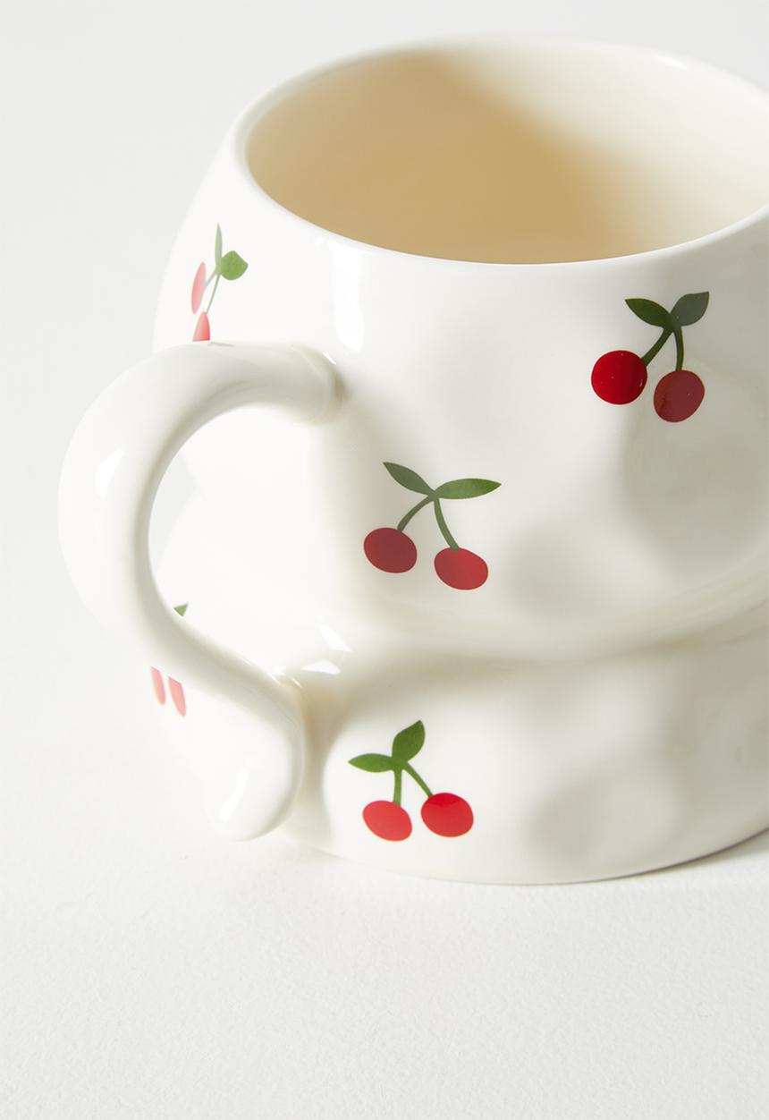 Pop Candy - Cherry aop rustic mug - cream/red