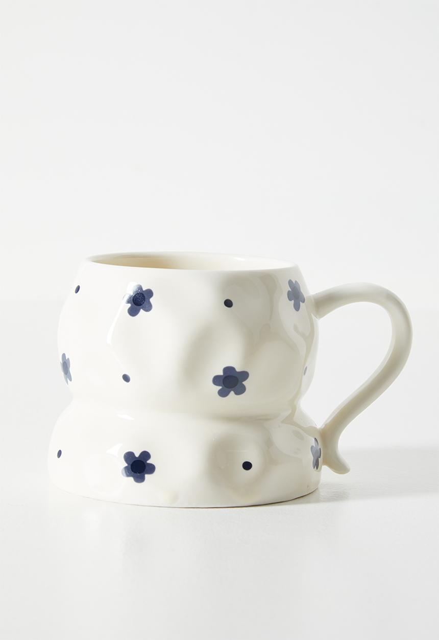 Pop Candy - Floral aop rustic mug - cream/navy