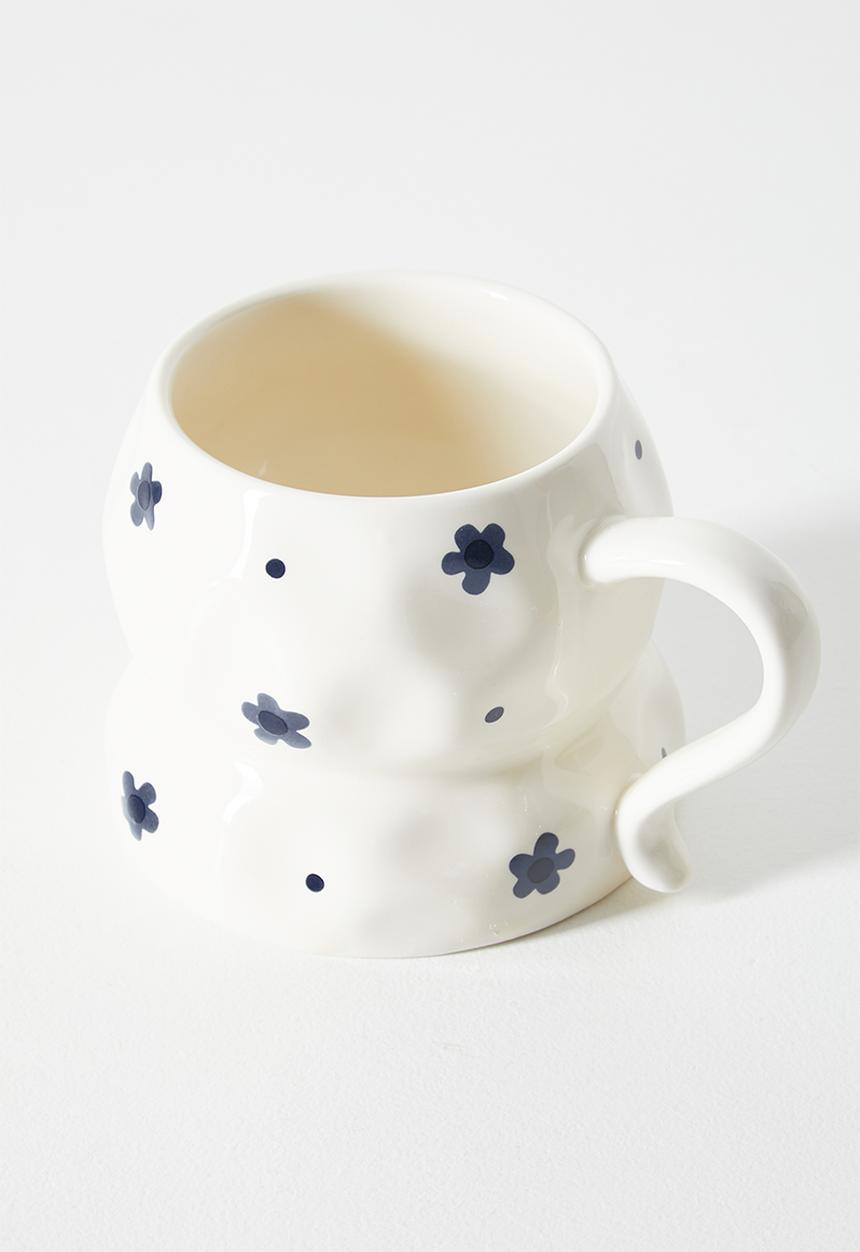 Pop Candy - Floral aop rustic mug - cream/navy