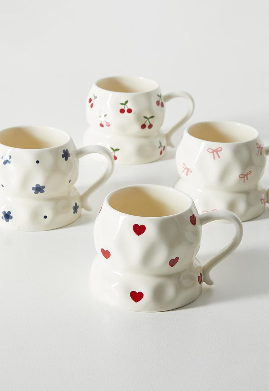Pop Candy - Bow aop rustic mug - cream/pink